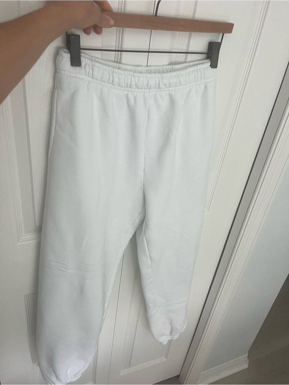 Aritzia Cozy Sweatfleece Mega Fit White Elastic-Waist Joggers